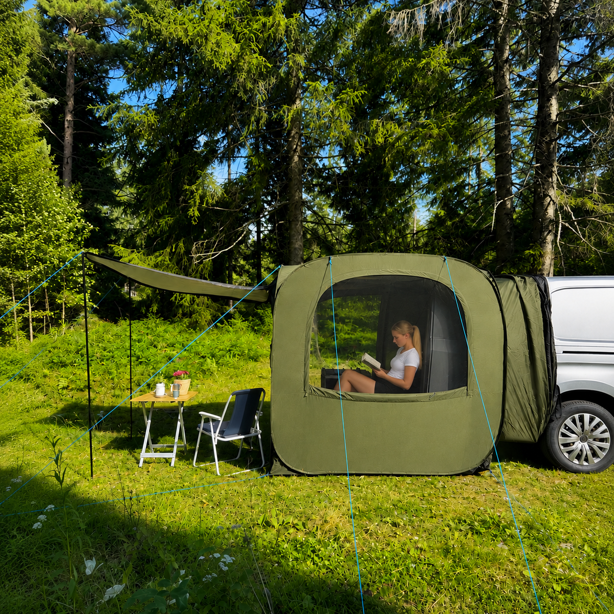 Stort Pop-Up Telt til Bil, SUV & Varebil | Automatisk Telt til Bagasjerom